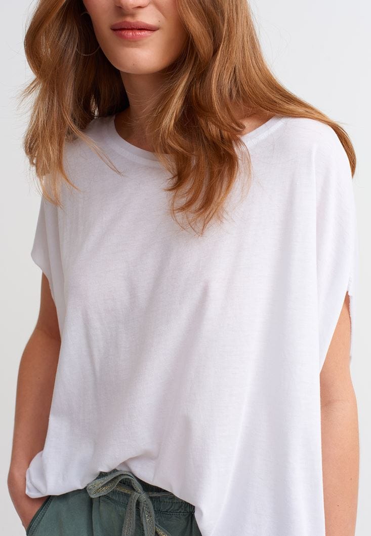 OXXO Womens Tops One Size / White OXX0 - White Boat Neck Oversize Soft Touch T-Shirt
