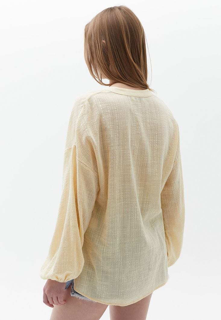 OXXO Womens Tops OXXO - Balloon Sleeve Tied Shirt