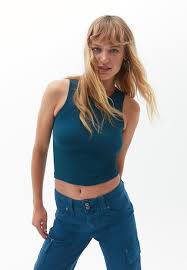 OXXO Womens Tops S / Blue OXXO - Cotton Halter Neck Tank top