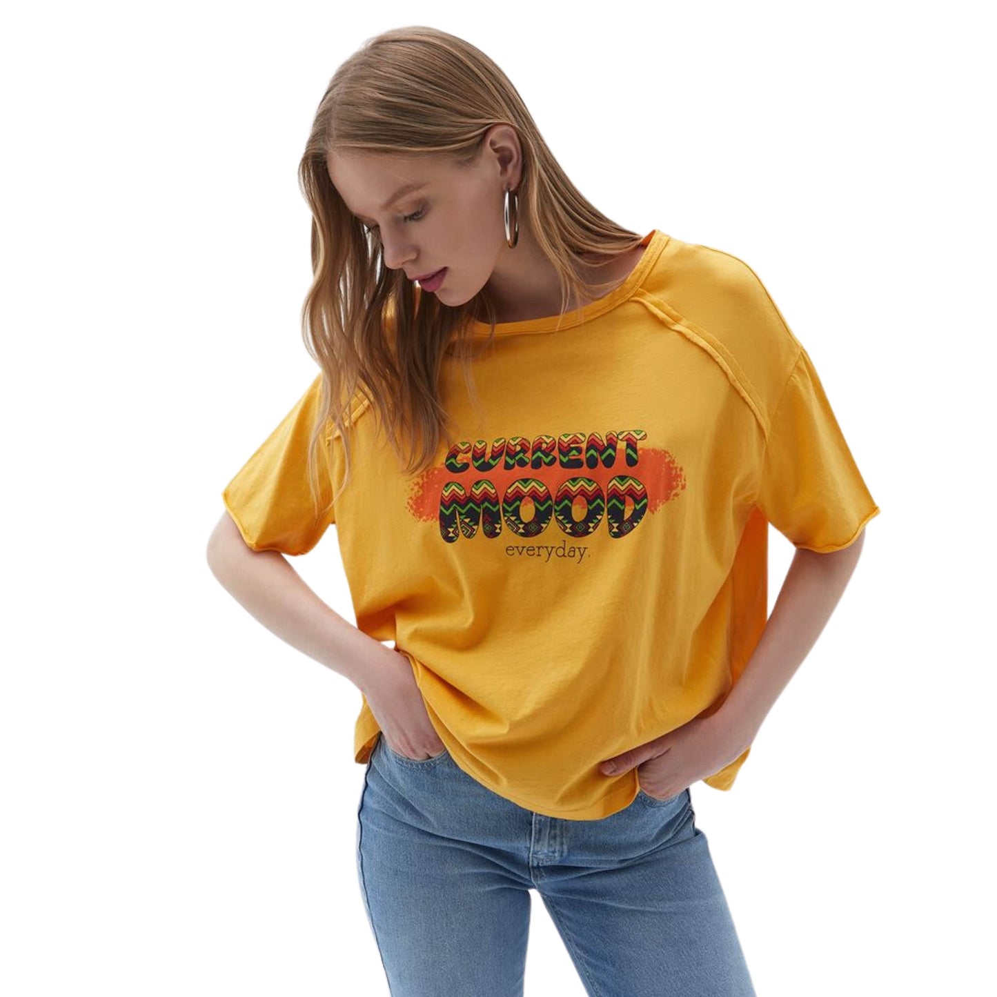 OXXO Womens Tops S / Orange OXXO - Oversize Printed Tshirt