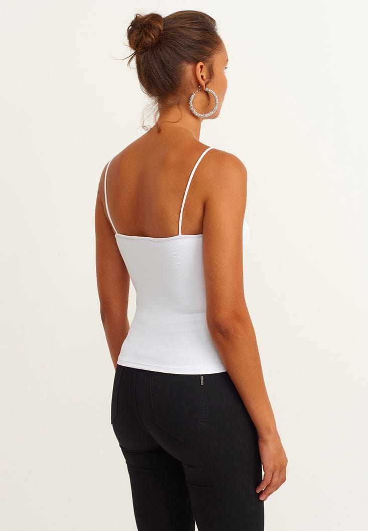 OXXO Womens Tops M / White OXXO - Piping Detailed tank Top