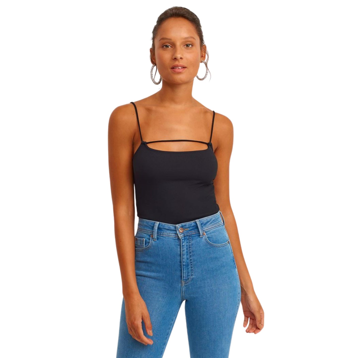 OXXO Womens Tops S / Black OXXO - Piping Detailed tank Top