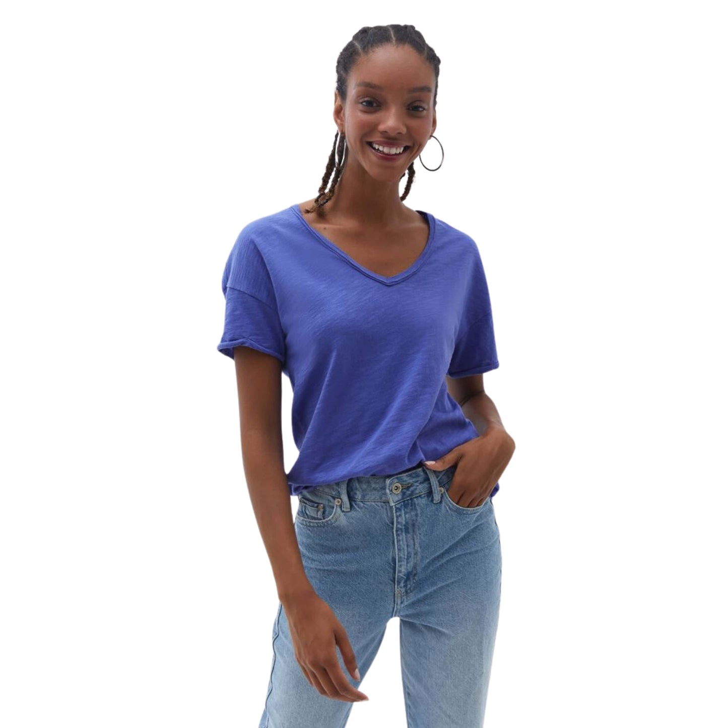 OXXO Womens Tops XL / Purple OXXO - V Neck Oversize T-Shirt