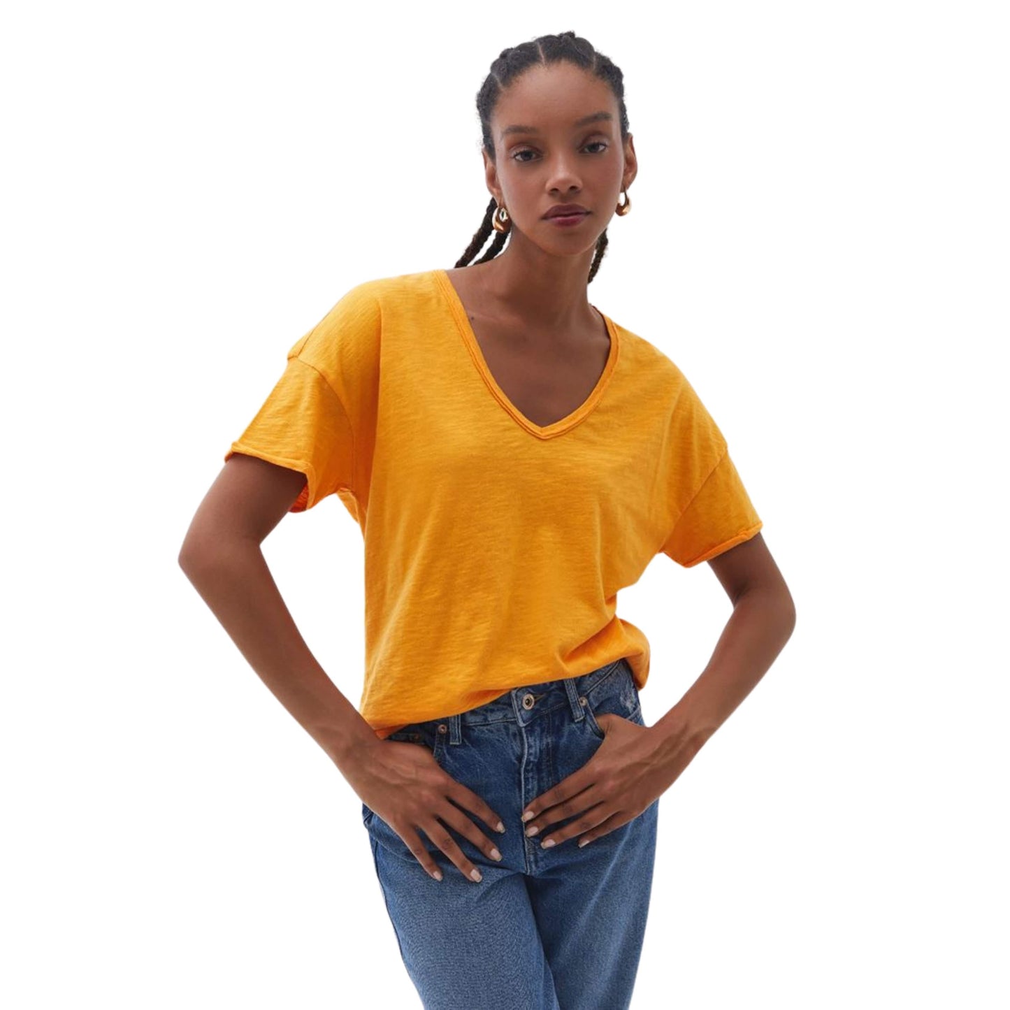 OXXO Womens Tops XL / Orange OXXO - V Neck Oversize T-Shirt