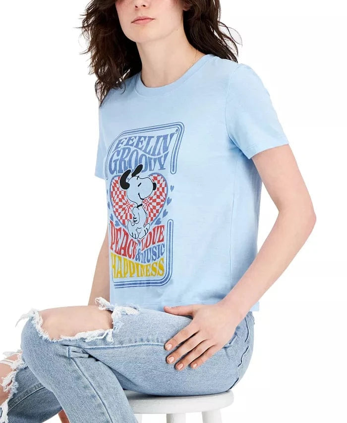 PEANUTS Womens Tops PEANUTS - Feelin' Groovy Graphic-Print T-Shirt