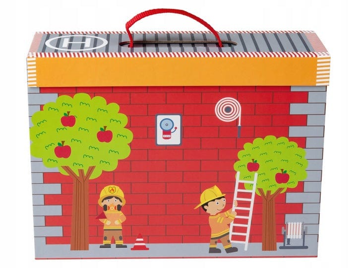 PLAYTIVE Toys PLAYTIVE - Suitcase Play Set Fire Brigade Wooden