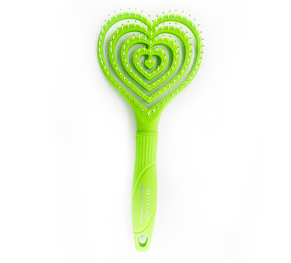 PRETTY LADY Hair Styling Tools Green PRETTY LADY - Heart Shape Flexible Vent Hair Brush