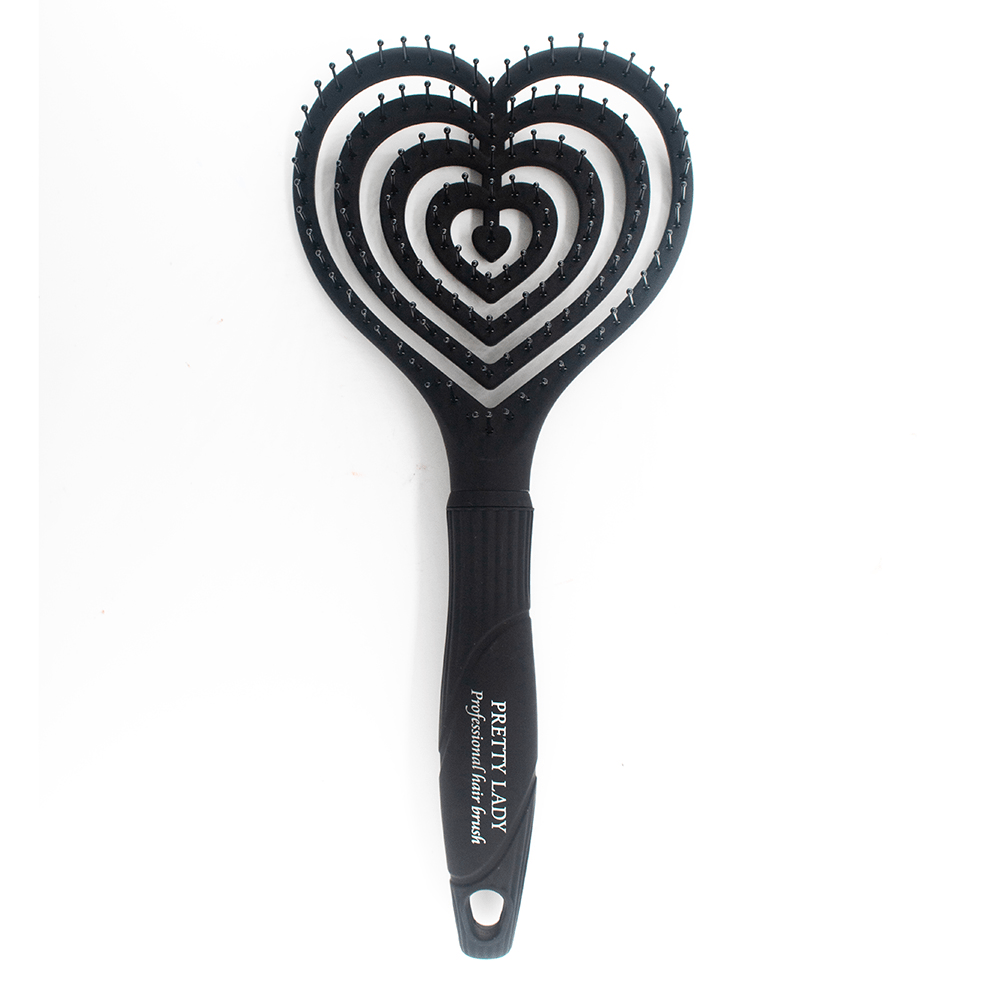 PRETTY LADY Hair Styling Tools Black PRETTY LADY - Heart Shape Flexible Vent Hair Brush