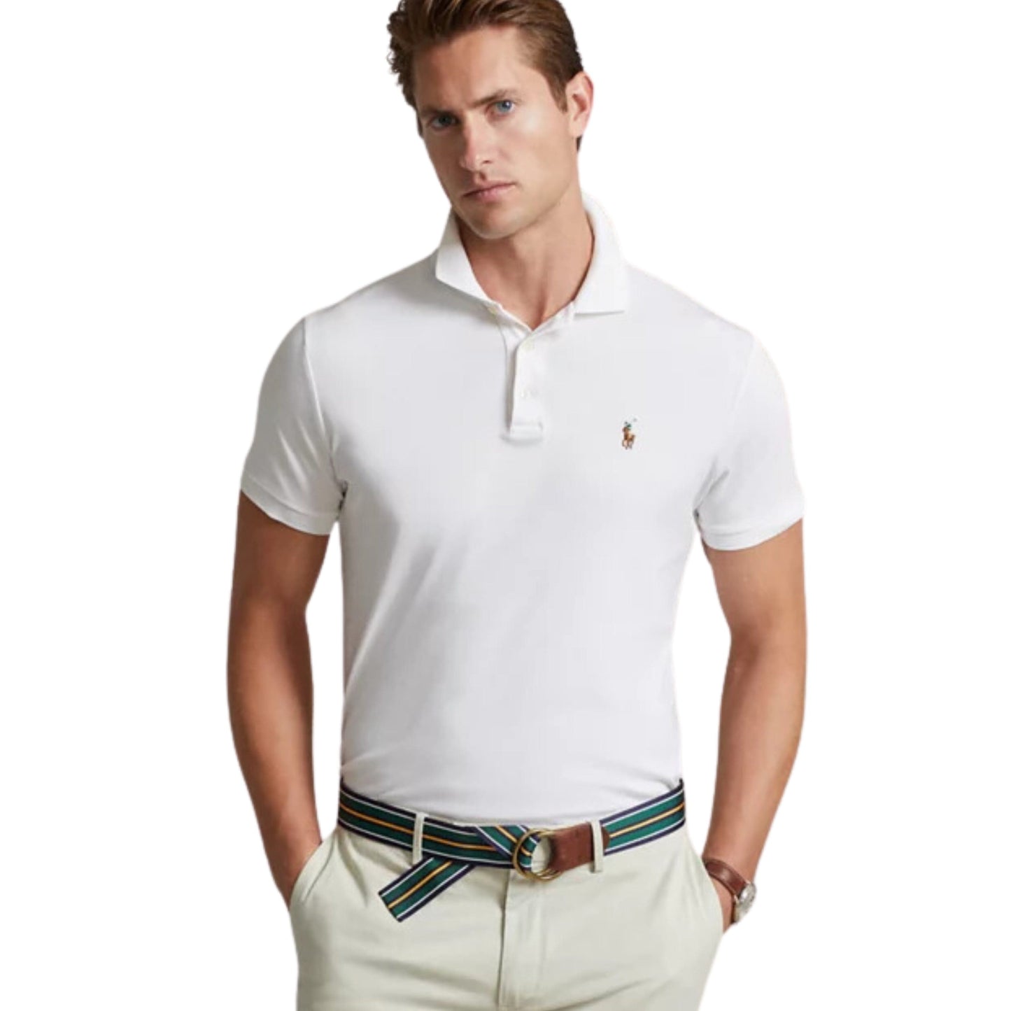 RALPH LAUREN Mens Tops M / White RALPH LAUREN - Classic Fit Soft Cotton Polo
