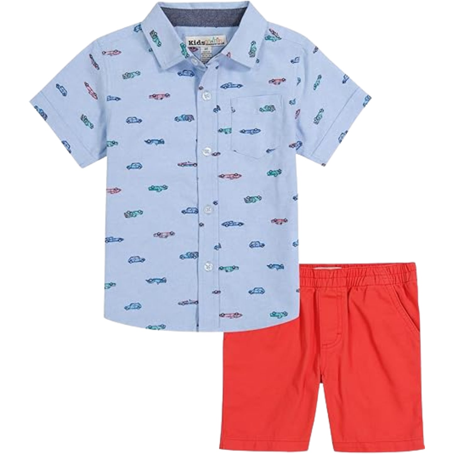 KIDS HEADQUARTERS - KIDS - 2 Piece Short Sleeve Printed Oxford Shirt and Twill Shorts Set