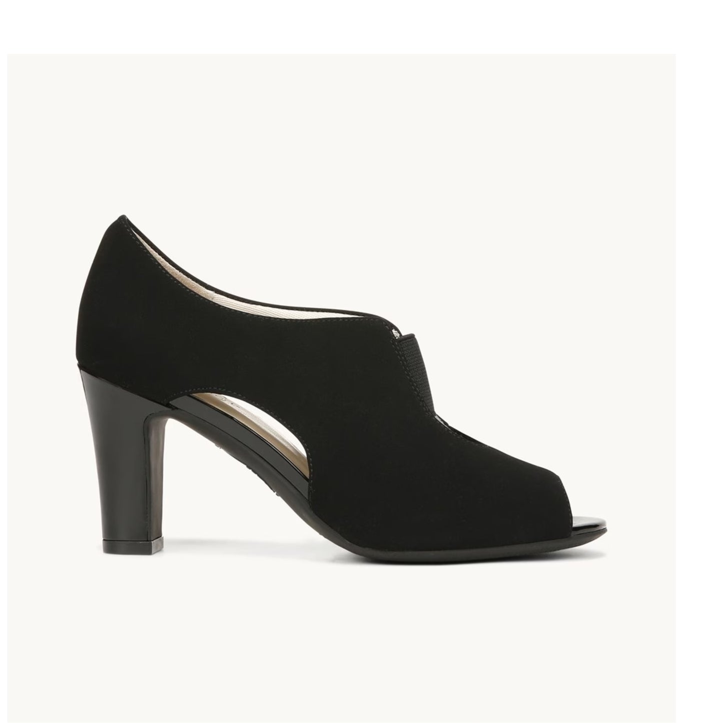 LIFESTRIDE - Faux Leather Round Toe Peep-Toe Heels