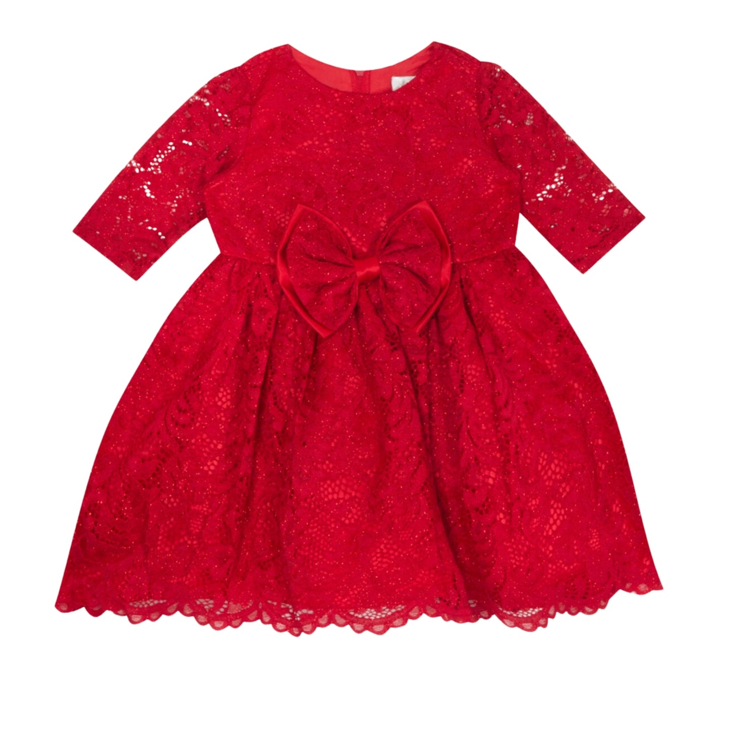 RARE EDITIONS Baby Girl 18 Month / Red RARE EDITIONS - BABY - Illusion Sleeves Dress With Pantie