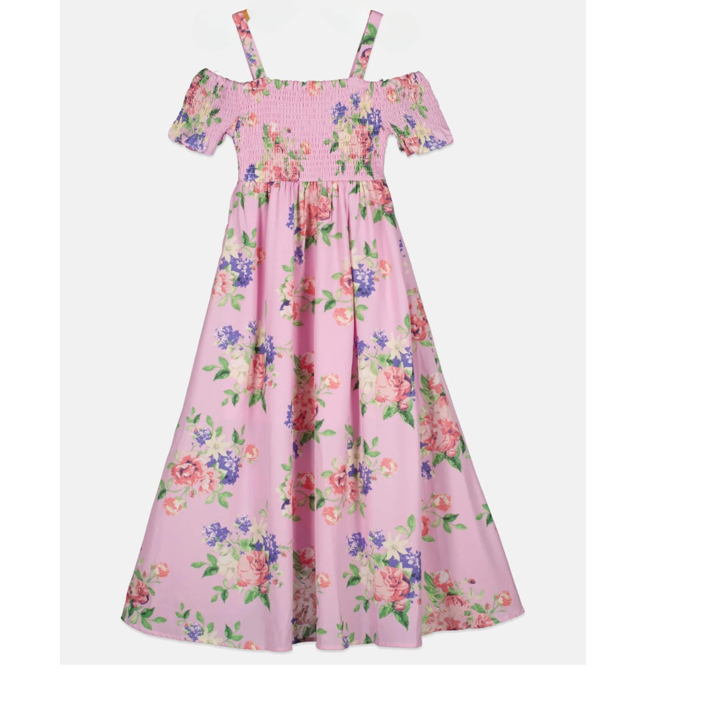 RARE EDITIONS Girls Dress XS / Multi-Color RARE EDITIONS - Kids - Floral Smocked Cold Shoulder Dress