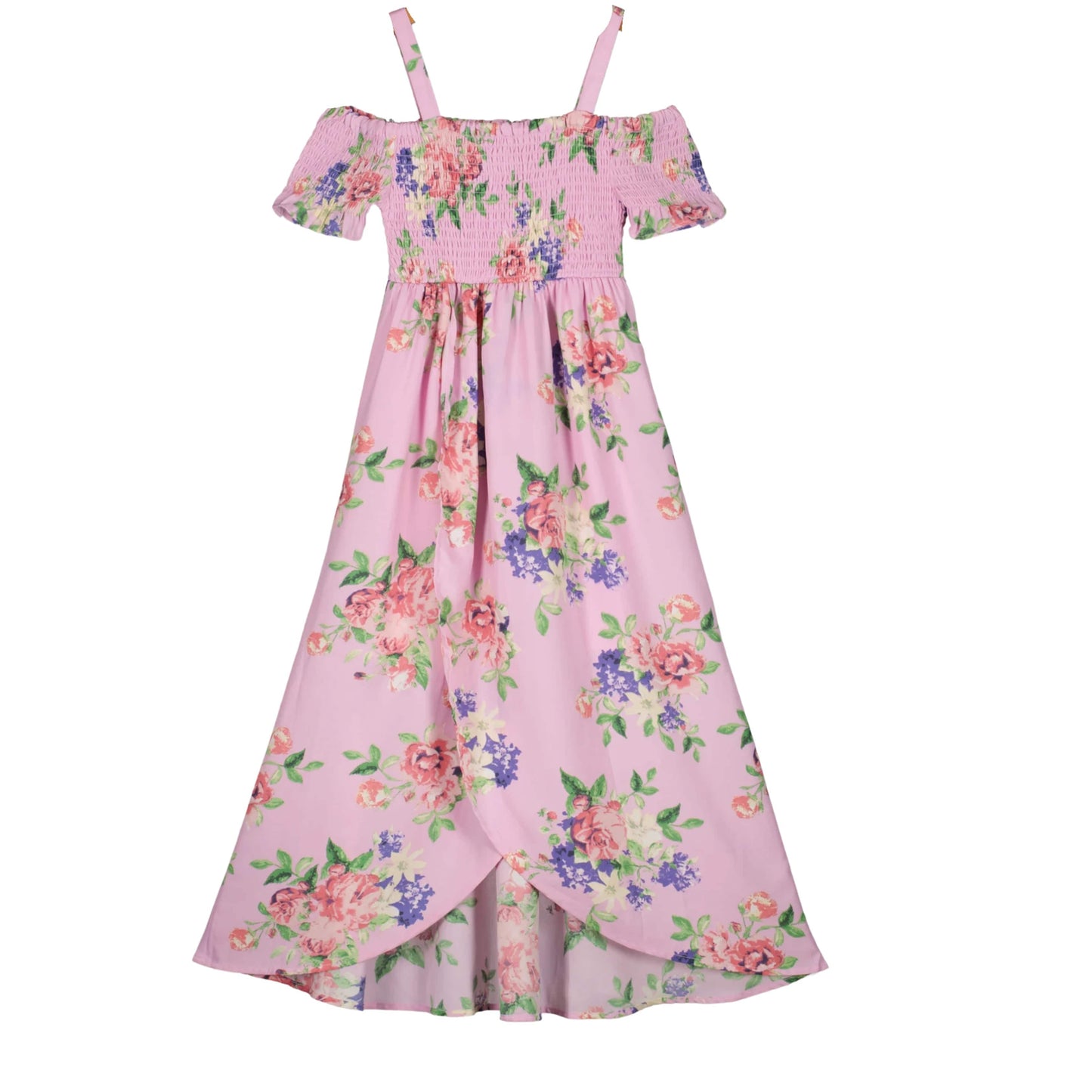 RARE EDITIONS Girls Dress XS / Multi-Color RARE EDITIONS - Kids - Floral Smocked Cold Shoulder Dress