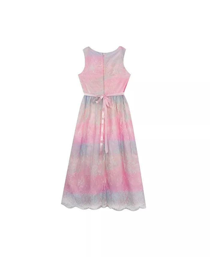 RARE EDITIONS Girls Dress M / Multi-Color RARE EDITIONS - Kids - Ombre Lace Dress with Rhinestone Trim