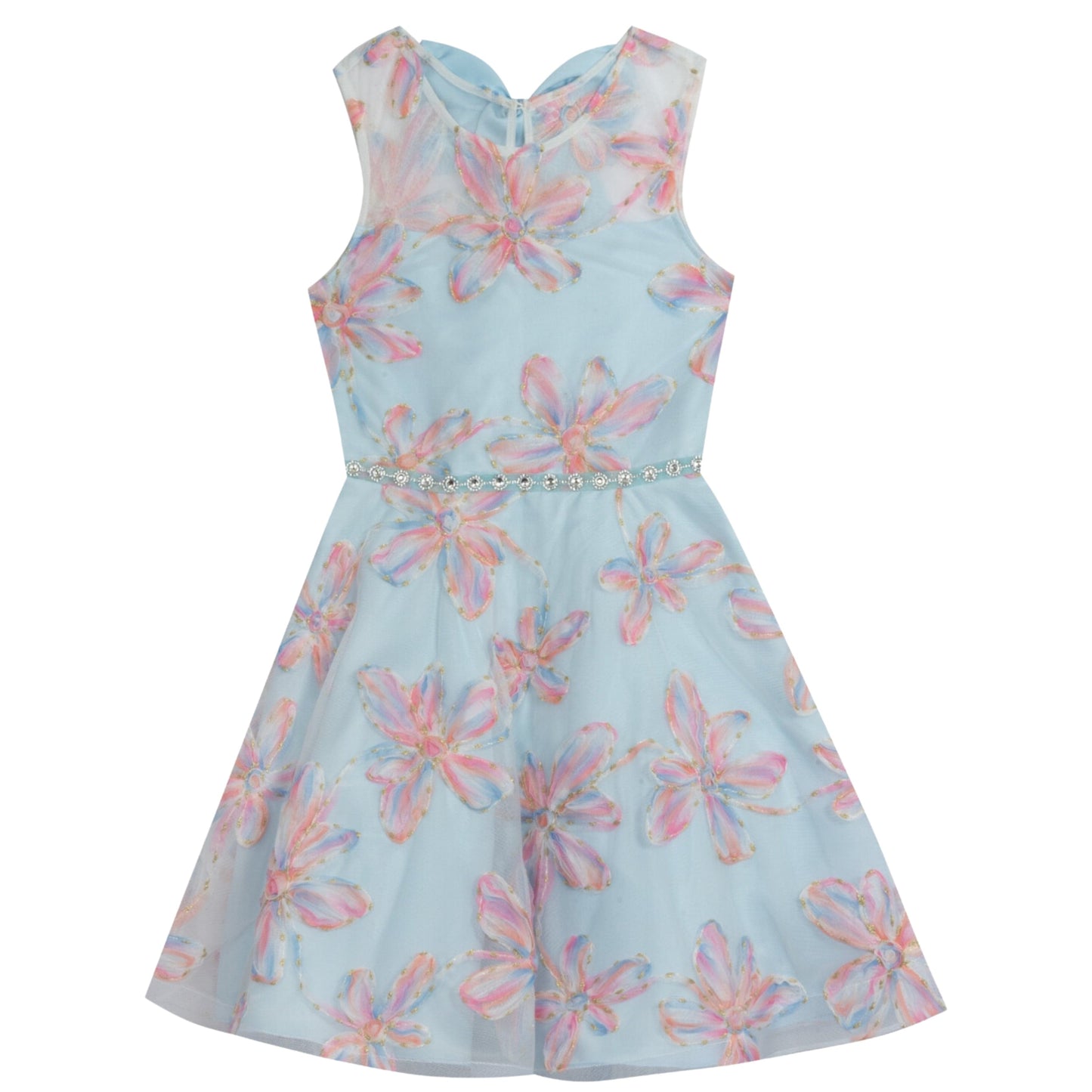 RARE EDITIONS Girls Dress L / Multi-Color RARE EDITIONS - KIDS - Soutache Sleeveless Dress with Illusion Bodice
