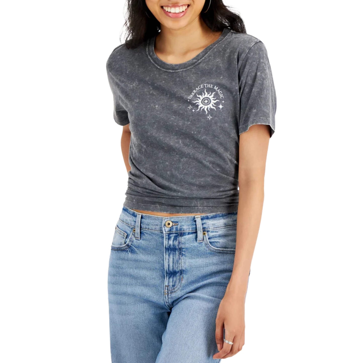 REBELLIOUS ONE Womens Tops S / Grey REBELLIOUS ONE - Astrology graphic print t-shirt