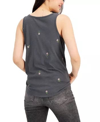 REBELLIOUS ONE Womens Tops REBELLIOUS ONE - Rose-Print Tie-Hem Tank Top