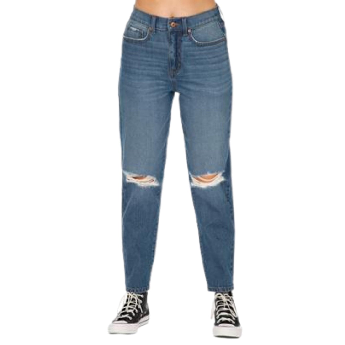 REWASH Womens Bottoms L / Blue / 30 REWASH - High Rise Ripped Design Jeans