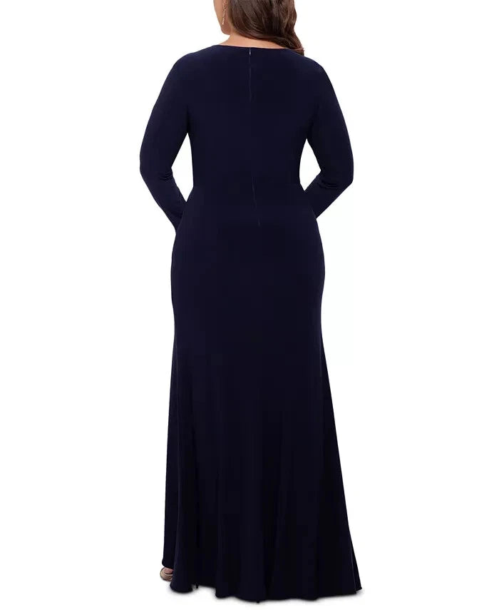 BETSY & ADAM - Plus Size V-Neck Gown