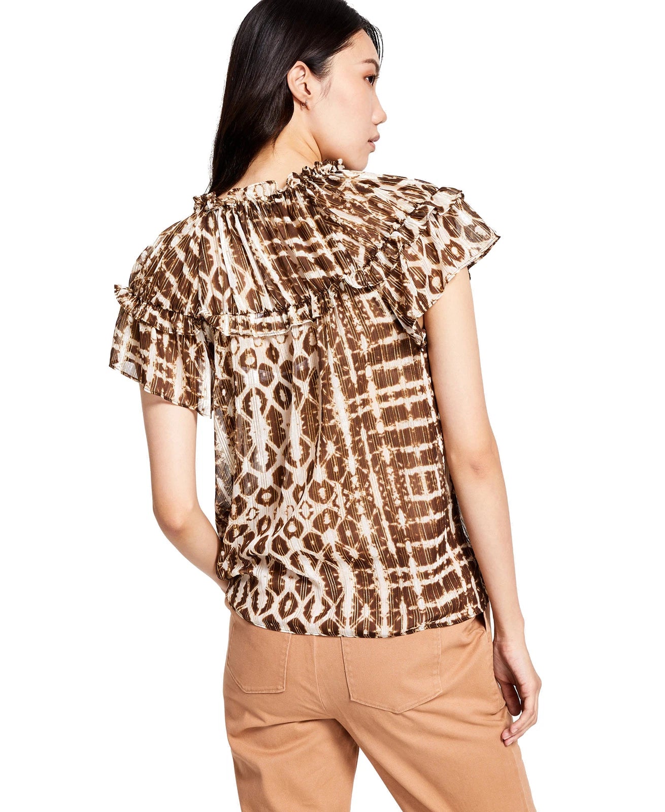 INC - Printed Ruffled Blouse
