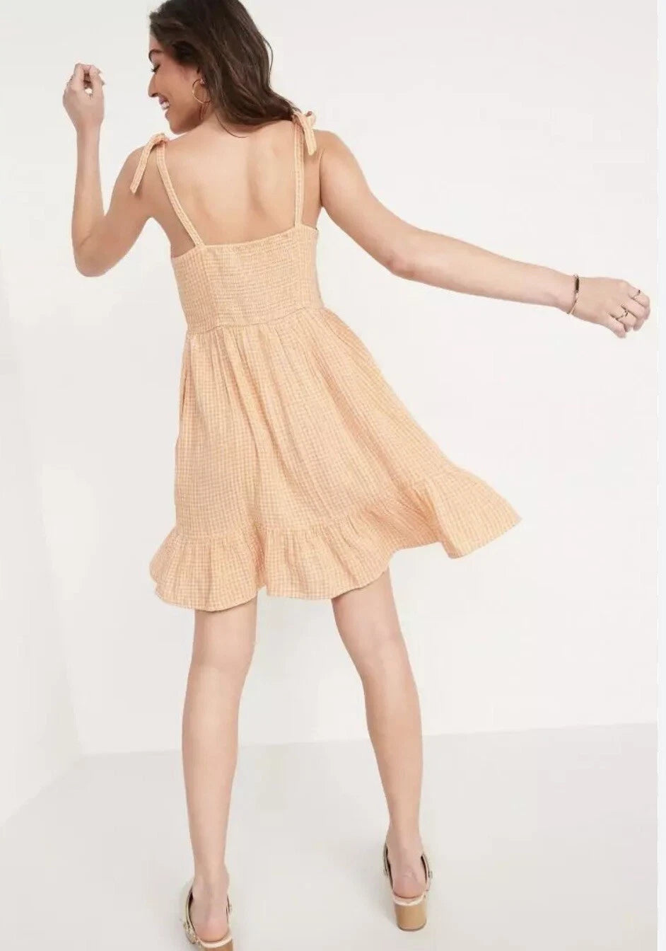 OLD NAVY - Fit & Flare Tie-Shoulder Gingham Mini Dress