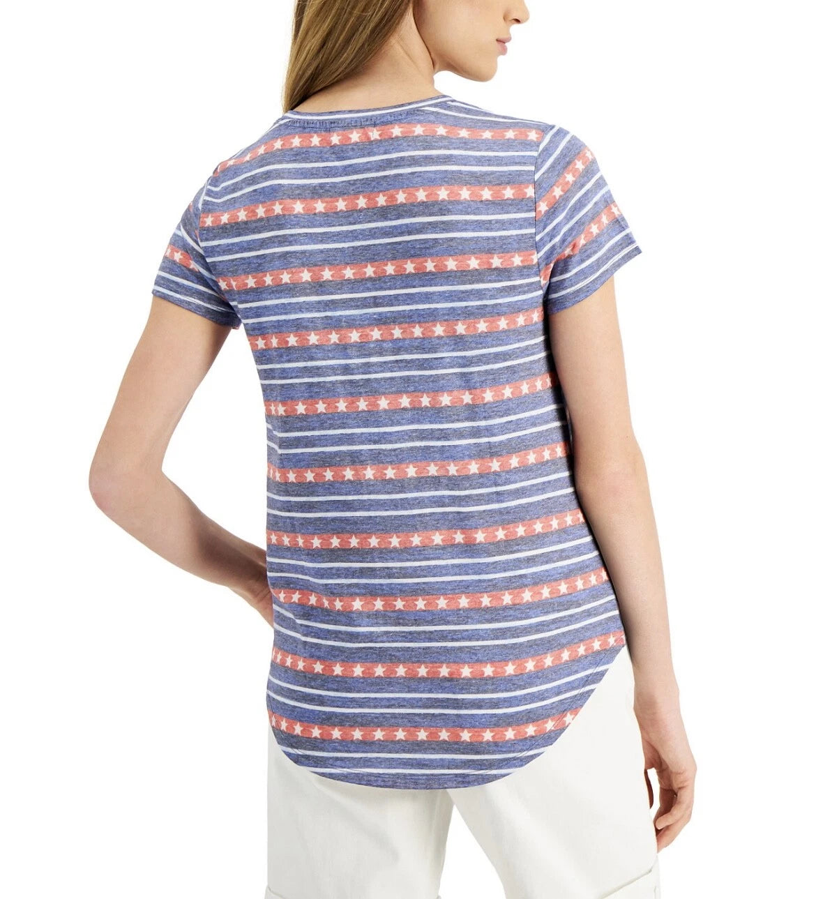 STYLE & CO. - Petite Stars & Stripes Burnout T-Shirt