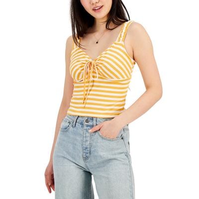 SELFIE Womens Tops S / Yellow SELFIE - Juniors V-Neck Cinch-Front Tank