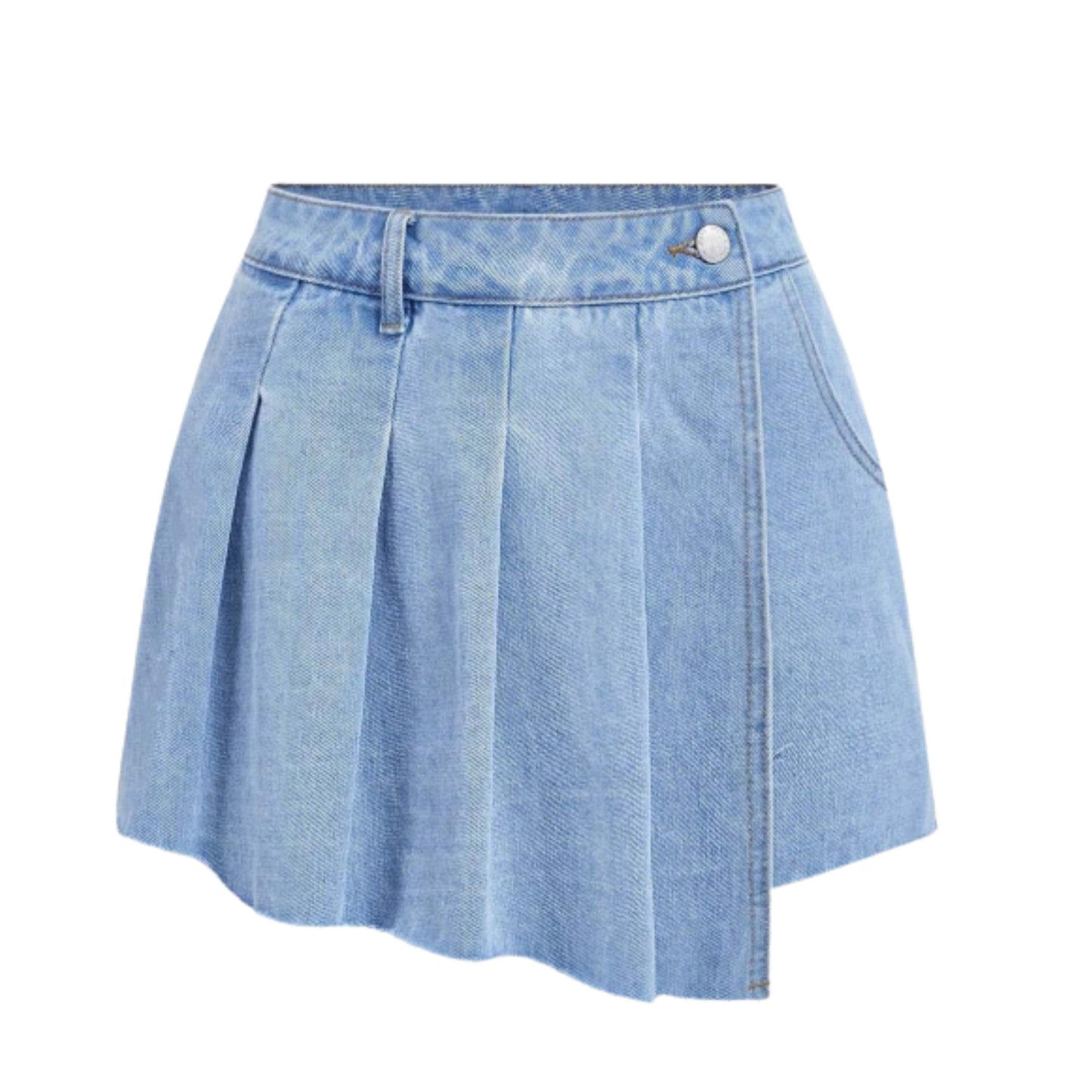 SHEIN Shein Girls Bottoms L / Blue SHEIN - Asymmetrical Pleated Hem Casual Denim Skort