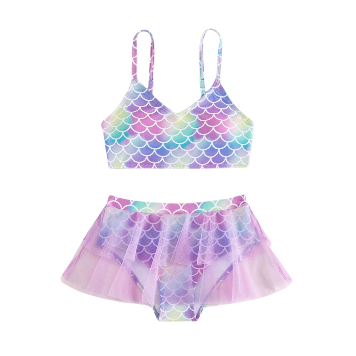 SHEIN Shein Girls Swimwear XS / Multi-Color SHEIN - Fish Print Mesh Bikini Set