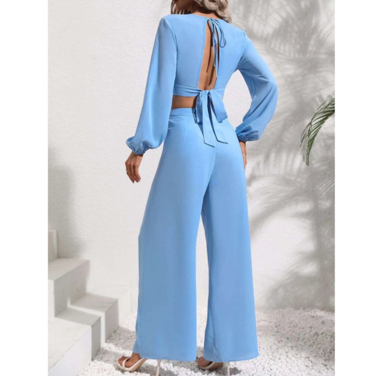 SHEIN Shein Women Sets M / Light Blue SHEIN - Open back side leg split set
