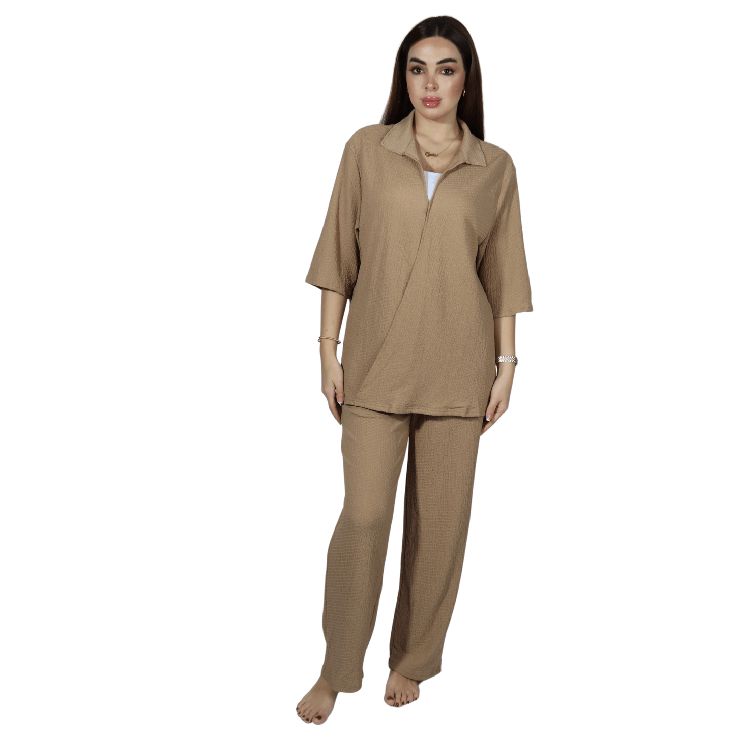 SHEIN Shein Women Sets M / Beige SHEIN - Textured Set Two Pieces