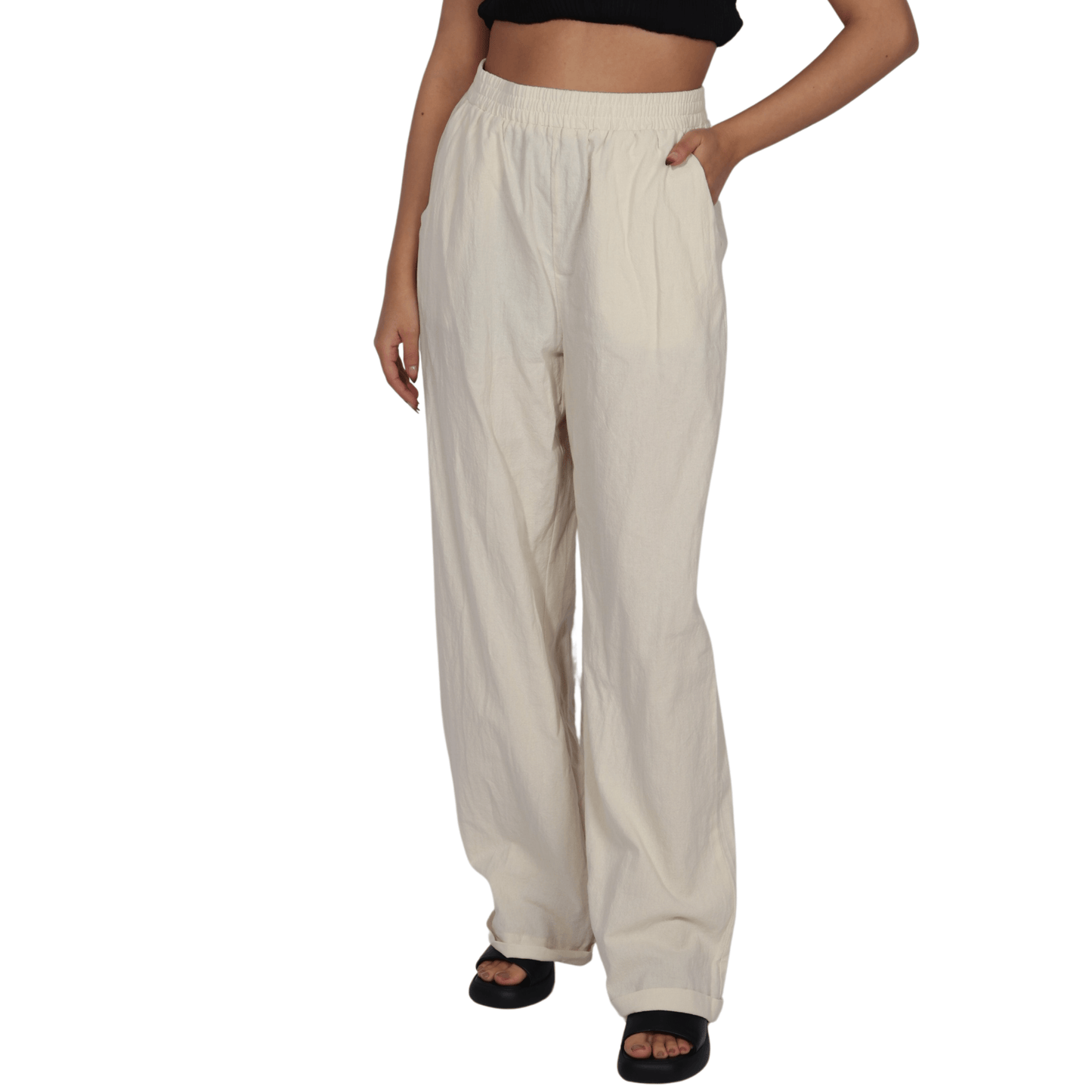 SHEIN Shein Womens Bottoms M / Off-White / 38 SHEIN - Elastic Waist Pant
