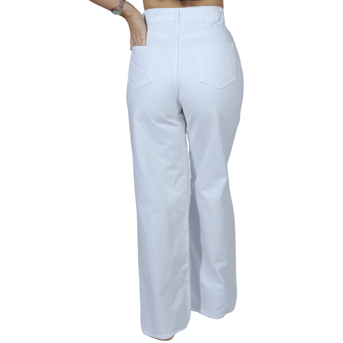 SHEIN Shein Womens Bottoms M / White / 36 SHEIN - Ripped knee solid denim pants