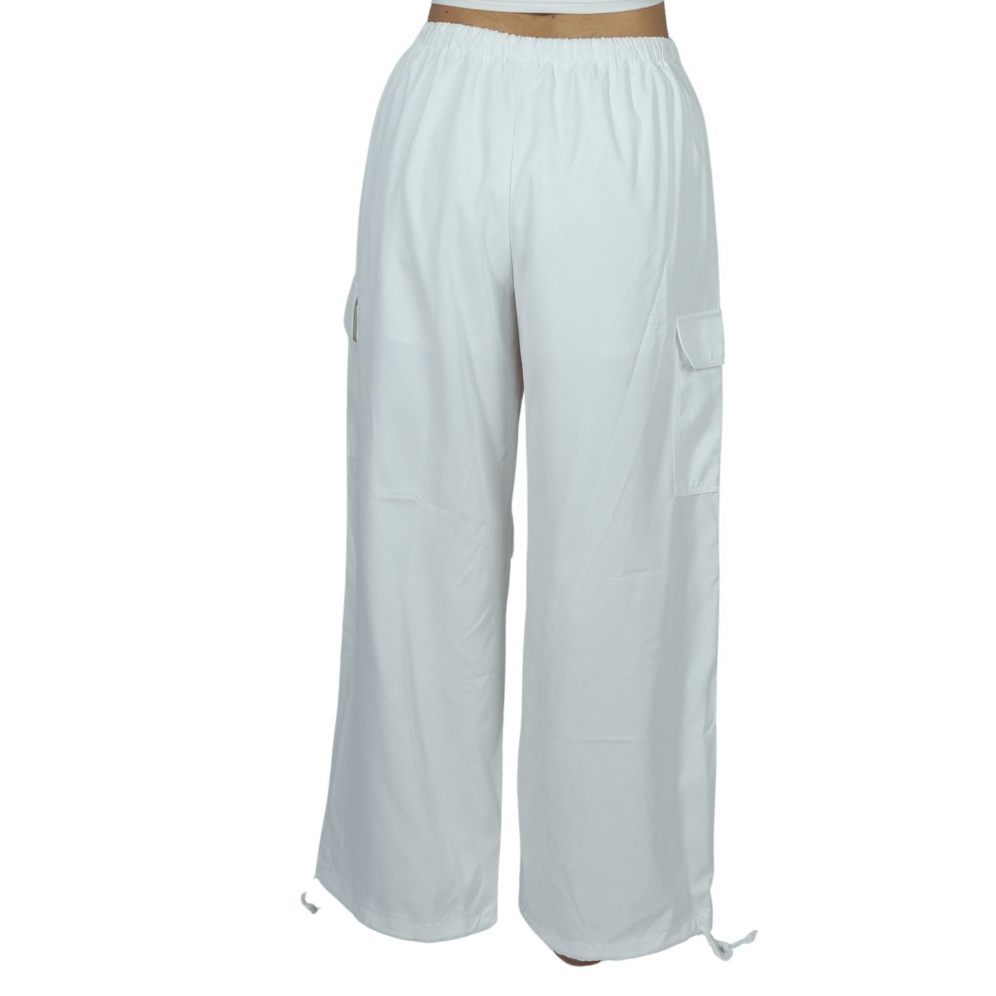 SHEIN Shein Womens Bottoms L / White / 40 SHEIN - Side Pocket Parachute Drawstring Waist Cargo Pant