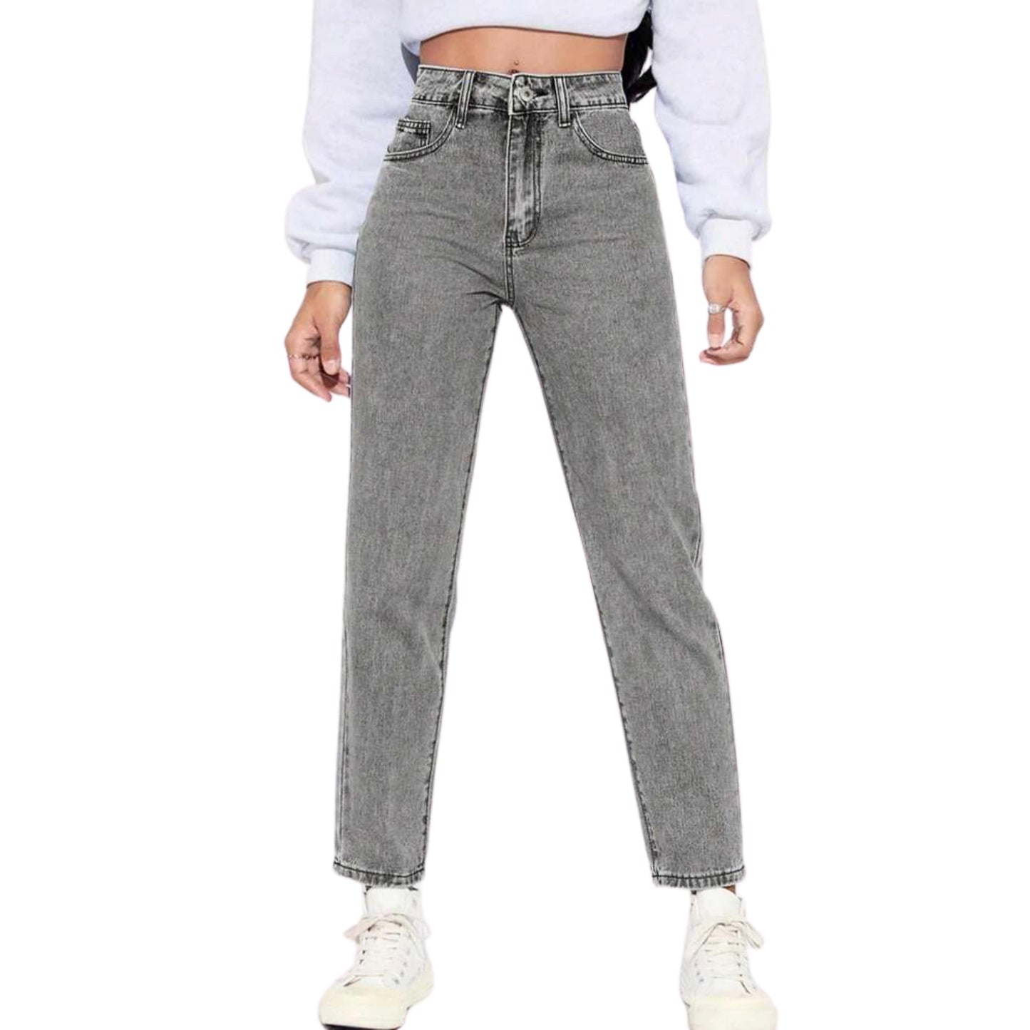 SHEIN Shein Womens Bottoms S / Grey / 26-27 SHEIN - Solid Color Simple Casual Denim Jeans