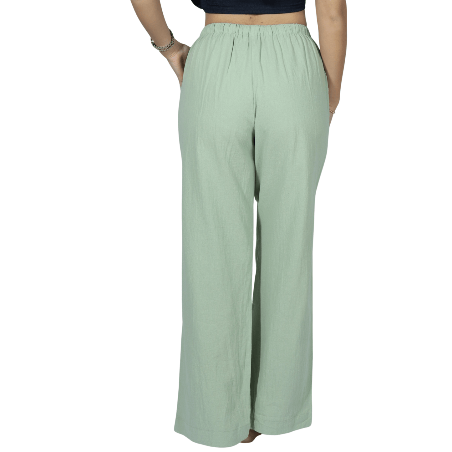 SHEIN Shein Womens Bottoms M / Green / 38 SHEIN - Straight Drawstring Waist Slant Pocket Pants