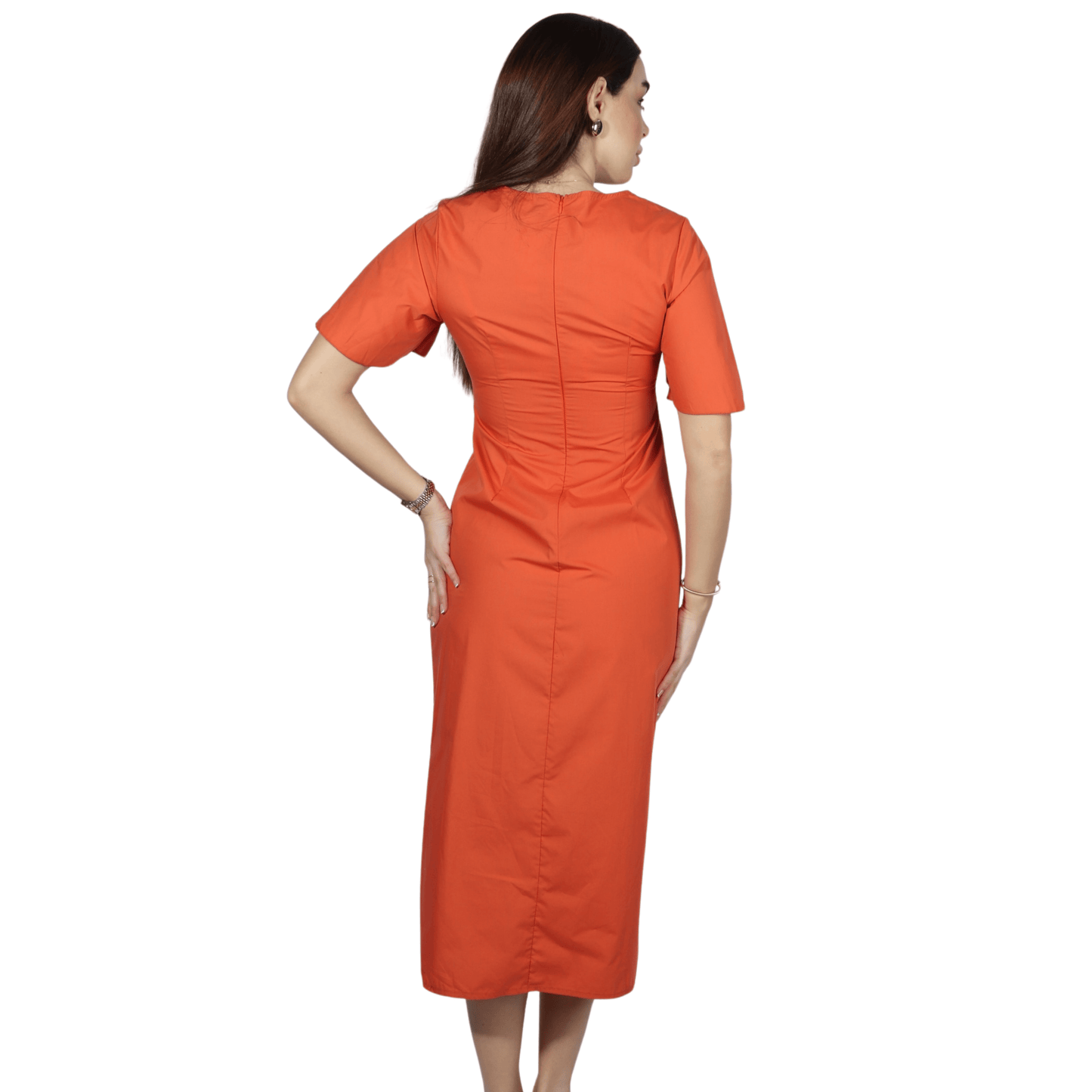 SHEIN Shein Womens Dress S / Orange SHEIN - Classic Splite Side Mid Dress