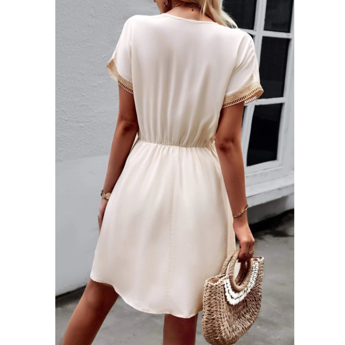 SHEIN Shein Womens Dress M / White SHEIN - Classic trim tassel belt Short dress
