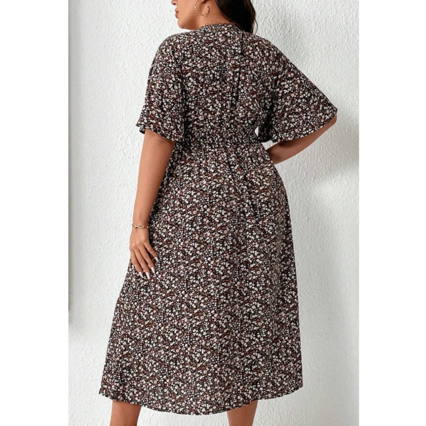 SHEIN Shein Womens Dress XXL / Multi-Color SHEIN - Daisy Print Butterfly Sleeve Dress