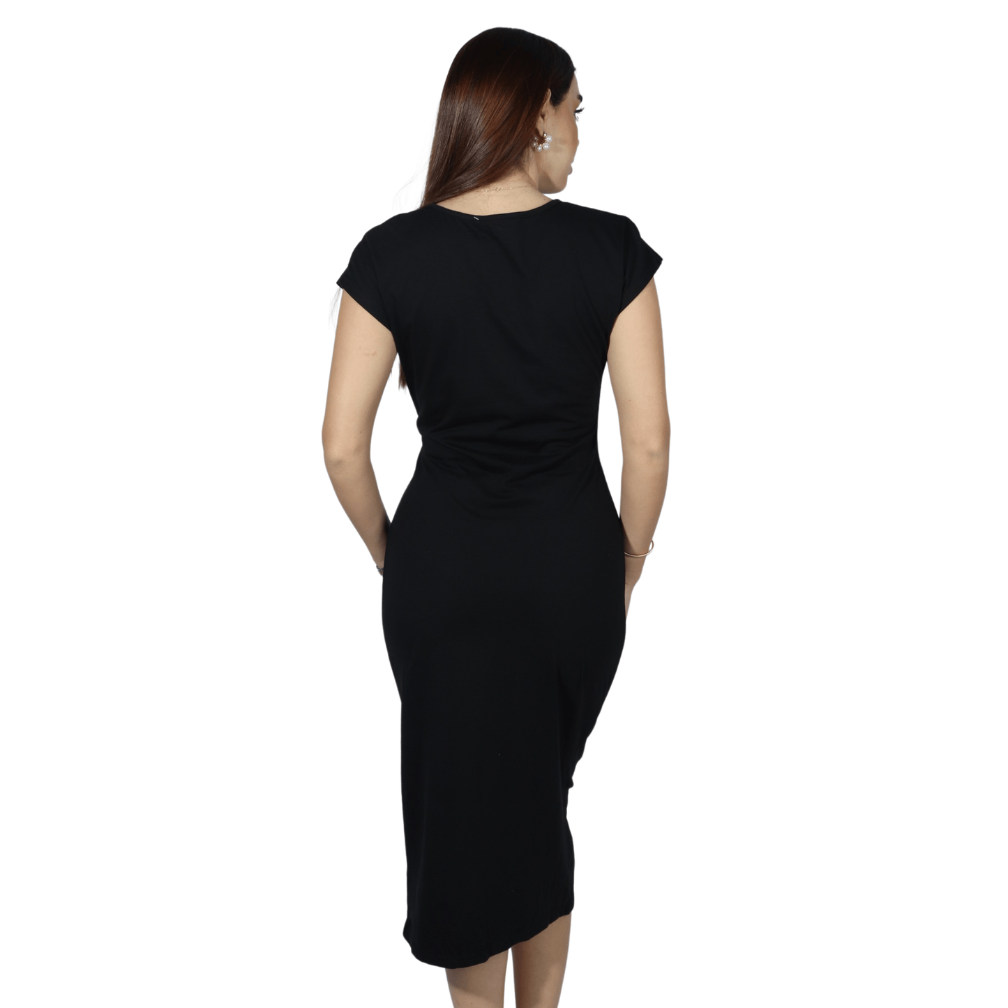 SHEIN Shein Womens Dress M / Black SHEIN - Knotted Short Sleeve Dress
