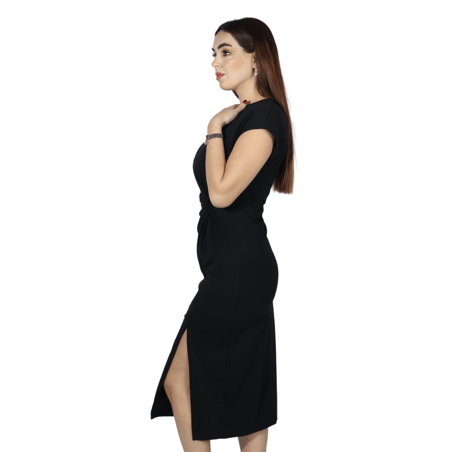 SHEIN Shein Womens Dress M / Black SHEIN - Knotted Short Sleeve Dress