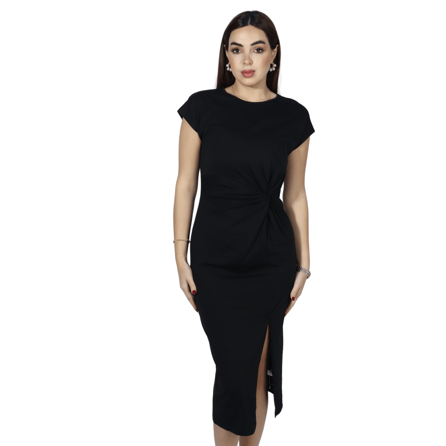 SHEIN Shein Womens Dress M / Black SHEIN - Knotted Short Sleeve Dress