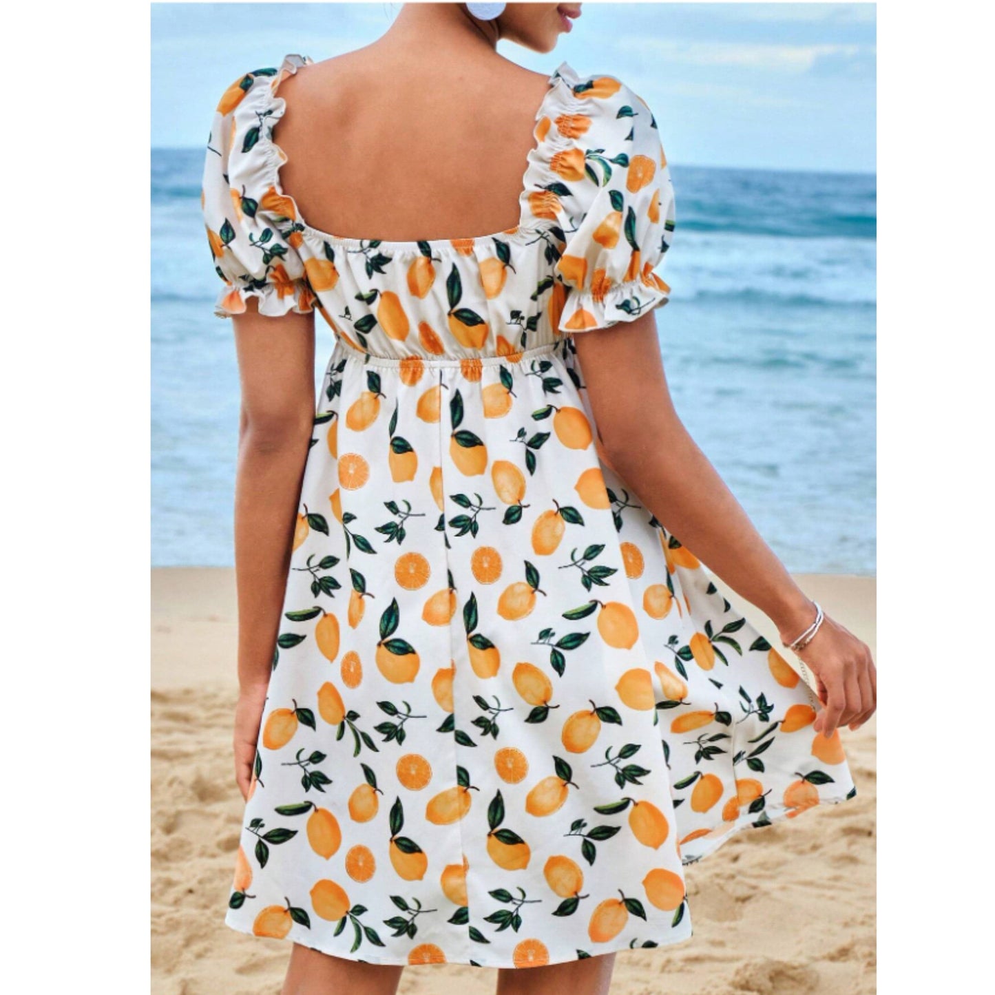 SHEIN Shein Womens Dress XXL / Multi-Color SHEIN - Orange pattern midi dress