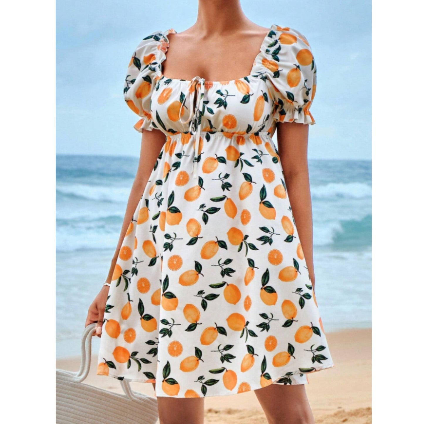SHEIN Shein Womens Dress XXL / Multi-Color SHEIN - Orange pattern midi dress