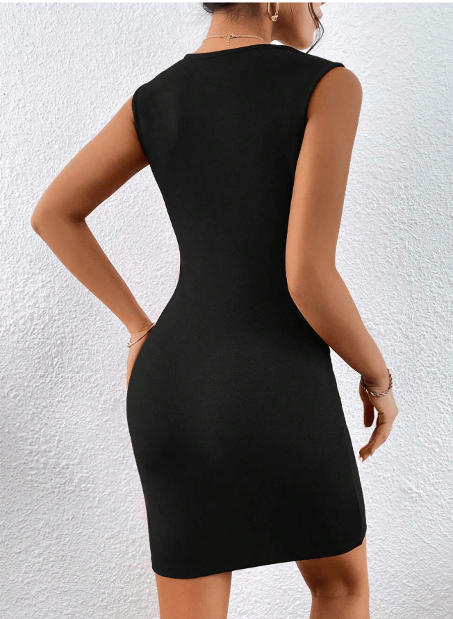 SHEIN Shein Womens Dress XS / Black SHEIN - Pearls Beaded Sweetheart Neck Bodycon Dress