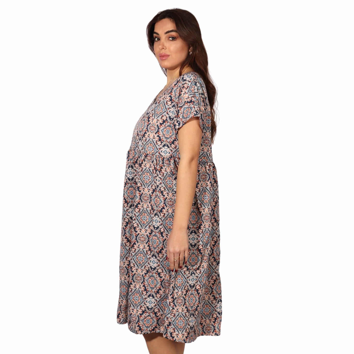 SHEIN Shein Womens Dress M / Multi-Color SHEIN - Printed oriental midi dress