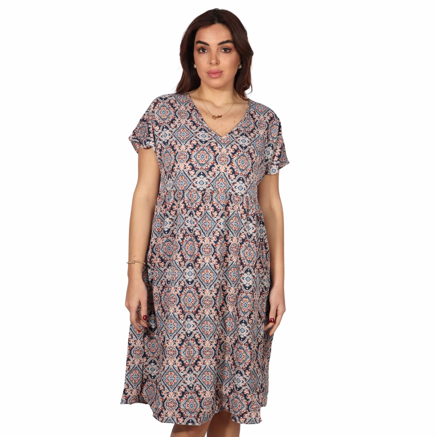 SHEIN Shein Womens Dress M / Multi-Color SHEIN - Printed oriental midi dress