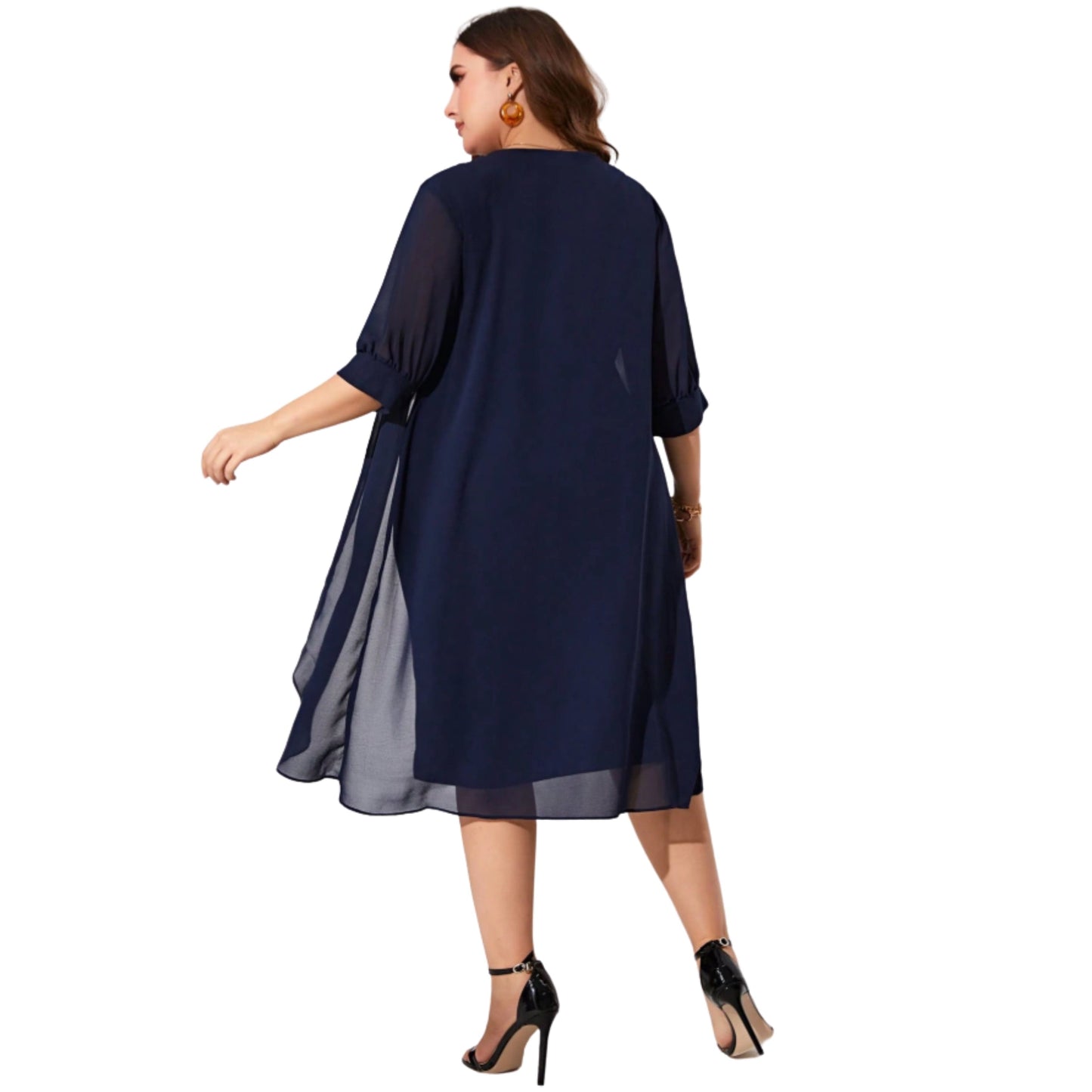 SHEIN Shein Womens Dress XL / Navy SHEIN - Puff Short Sleeves Short Dress