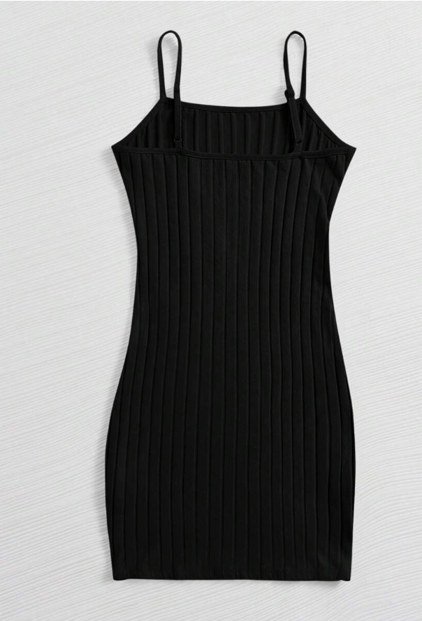 SHEIN Shein Womens Dress S / Black SHEIN - Ribbed Cami Bodycon Mini Dress